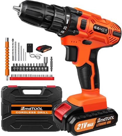 Cordless Drill Set, Electric Drill Screwdriver Set, Small Power Drill Kit Hand Drill with 1x Battery and Charger, 29pcs Drill Driver Bits, 3/8'' Keyless Chuck, 2 Variable Speeds, 25+1 Position