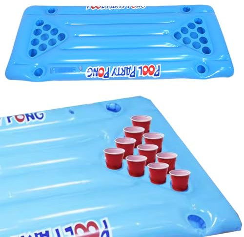 JUCHRZEY Aufblasbares Bier-Pong-Trinkspiel, Sommer-Pool-Party-Dekorationen, schwimmender Pong-Tisch, aufblasbarer Pool-Pong-Tisch, Billard-Spiele for Erwachsene und Familie