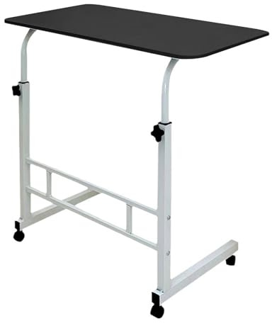 Yokawe Höhenverstellbarer Überbetttisch mit Rollen, C-förmiger Nachttisch für Laptop und Esszimmer, tragbarer TV-Tablett, Tisch für Couch und Bett, schwarz, 80 cm