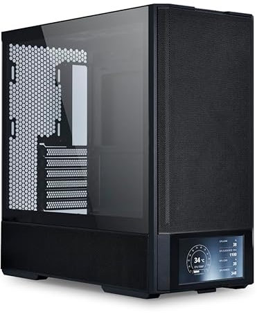 Lian Li LANCOOL 207 Digital ATX Computer Case w/Integrated LCD Screen, Mesh-Centric Panels Mid-Tower PC Case w/ 2 x 140x40x30mm PWM Fans, 2 x 140mm Fans Pre-Installed, Side or Rear-Mount PSU