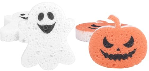 Fukaisu 4st Halloween Kökssvampar, Söta Pumpa Spöken Halloween Skrubbsvampar Repfri Hushållsskrubbmedel för Kök Disk Kastruller Stekpannor