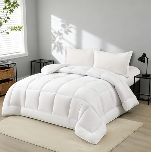 NORA HOME Couette 280x240 Hiver King Size Blanc Très Chaude en Fibre de Qualité 3D de 400 g/m² pour lit 2 Personnes. Toucher Pétale. Niveau Thermique Élevé 4,5/5. Certifiée Oeko-Tex 100 – Polar