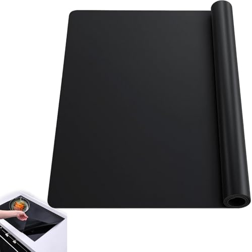 Induction Protector Mat,Black Heatproof Silicone Cooktop Cover, 61×53cm, Cooktop Scratch Protector,Non-Slip Surface,Easy Cut to Size, for Induction Stove Multifunctional Silicone Mats
