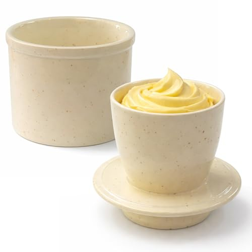 kelav Beurrier à Eau en Céramique avec Système de Rafraîchissement, Pot à Beurre Traditionnel pour Conservation Optimale, Facile à Nettoyer et Élégant