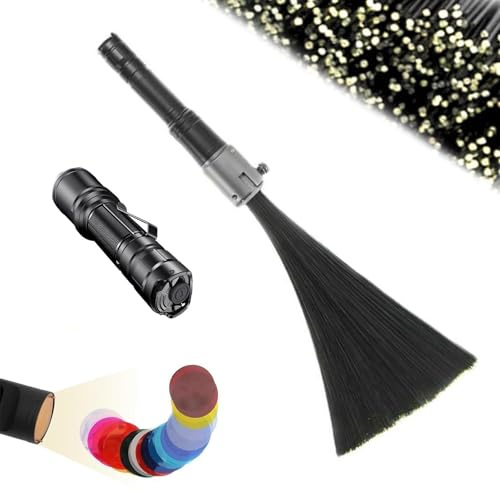 Light Painting Brushes, 11.4in LED Light Brush Painting Starter Kit with 0.25 mm Black Fiber Optic, 1300 Lumens Flashlight, 12 Filters, For Photo Studio, Long Exposure Shooting