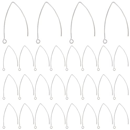 PandaHall Elite & reg 304 Edelstahl Ohrhaken, Edelstahl Farbe, 41x22x1mm, Loch: 2mm; 100pcs / Box; Vorratsbehälter: 7,4 x 7,3 x 2,5 cm