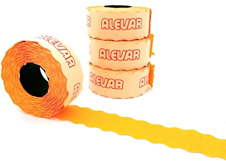 26x12 Blister 10 Rotoli Etichette per Prezzatrice, Arancio Fluo Permanente, 1.000 Etichette per Rotolo, Totale 10.000 Etichette