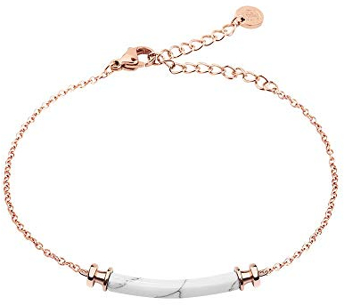 PAUL HEWITT Armkette Damen Rosegold Starboard - Edelstahl Armband Damen (vergoldet) mit Damen Schmuck Anhänger in Marmor-Optik (Weiß)