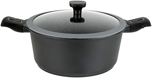 GSW 167840 Easy Click Kochtopf mit Glasdeckel und abnehmbaren Griffen, Aluminium, schwarz - ⌀20 cm