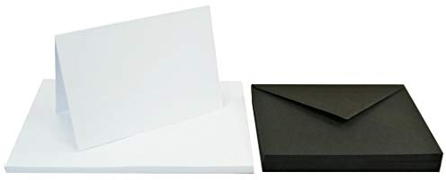 Netuno 25 Klappkarten mit Umschlag blanko Karten Weiß DIN A6 mit Briefumschlag DIN C6 Schwarz Kartenset mit Umschlag Schwarz-Weiß Faltkarten Set mit Umschlägen C6 25 Faltkarten & 25 Umschläge