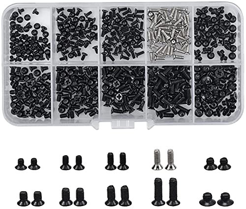 Mikihat 500 Piezas Tornillos de Ordenador, M2 M2.5 M3 Tornillos de Computadora, Tornillos Placa Base, Tornillos de Cabeza Plana para Ordenado Moviles Tabletas Disco Duro de PC Placa Base Ventilador