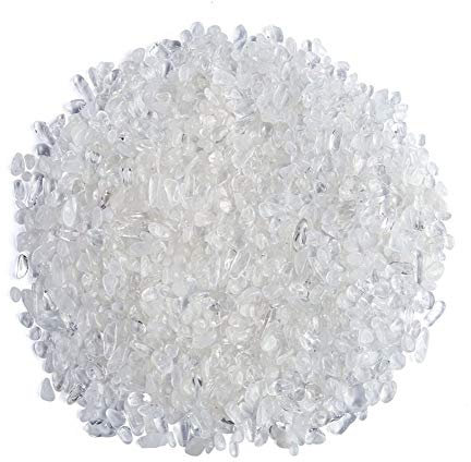 Bamboopack 100g Natural Clear Tumbled Stone Chips Crushed Irregular Shaped Small Crystal Quartz Pieces for Vase Filler Fish Tank Flowerpot Decoration