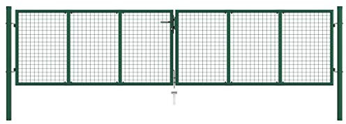 Einfahrtstor,Doppelflügel,Mesh-Gartentor Stahl 400 x 100 cm Grün