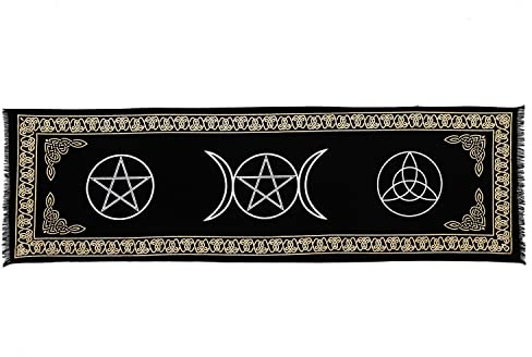 Indiska avsändare 3 i 1 altarduk pentagram triquetra trippel måne gudinna lång