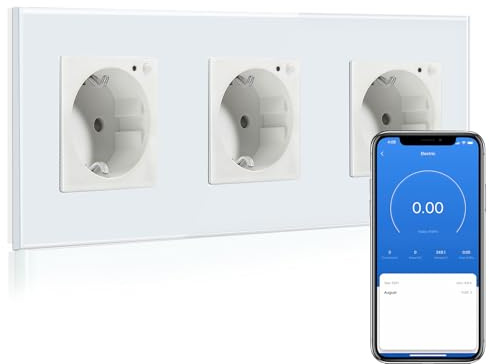 BSEED WLAN Smart Steckdose 16A mit Strommessung,3 Fach Intelligente Steckdose mit Verbrauchsmessung und Energiekosten-Messer,arbeitet mit Amazon Alexa,Google Home, Timerfunktion Weiß