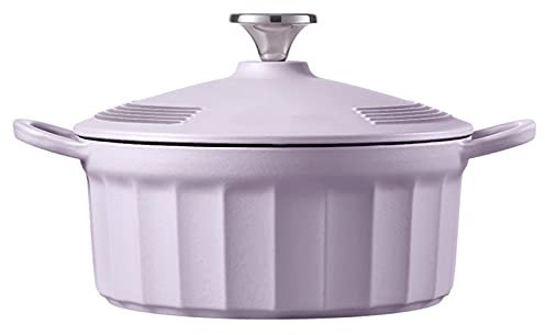 KELUNIS Enameled Cast Iron Dutch Oven with Stainless Steel Knob & Loop Handles, Nonstick Coating Casserole Pot with Lid for Home Baking, Braiser, Cooking,Purple
