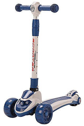 Kinderroller 3 Räder Faltbar für Kinder Roller ab 2-8 Jahre Kleinkind Scooter für Jungen und Mädchen mit 3 PU Räders, Verstellbare Lenker und Maximale 100 KG (Azul-Grande)