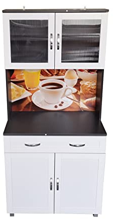 HTI living Küchenbuffet 1 Schublade Blanca Bistro Küchenschrank Hochschrank Grau Weiß