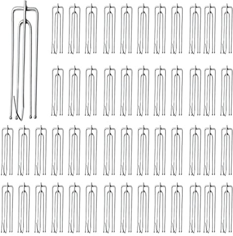 Waziaqoc 120pcs Pinch Pleat Curtain Hooks, Stainless Steel Curtain Pleat Hook Clips 4 Prongs Pinch Pleat Tape Hooks 2.7 x 1 Inch Traverse Pleater 4 End Hooks for Curtains Draperies