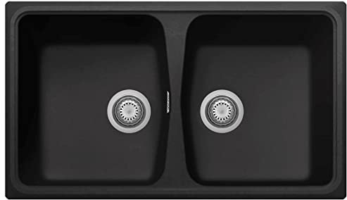 Plados Lavello in quarzo da cucina incasso SP0862 due vasche - Nero Matt
