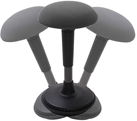 FLEXISPOT BH4B Tabouret Pivotant, Chaise Ergonomique Réglable en Hauteur, Housse Assis Debout Dynamique pour la Santé du Dos, pour Atélier, Maison, Capacité de Charge 136kg, Coussin Noir+Pied Noir
