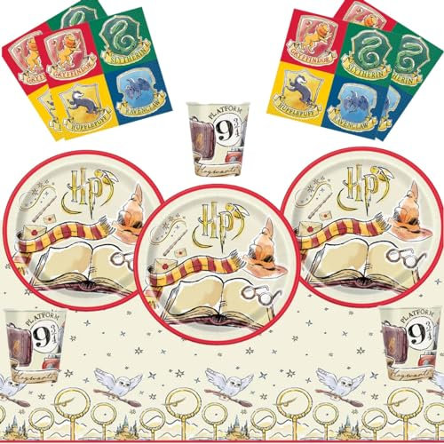 Harry Potter Birthday Party Tableware Includes Disposable Paper plates Napkins and Tabecover