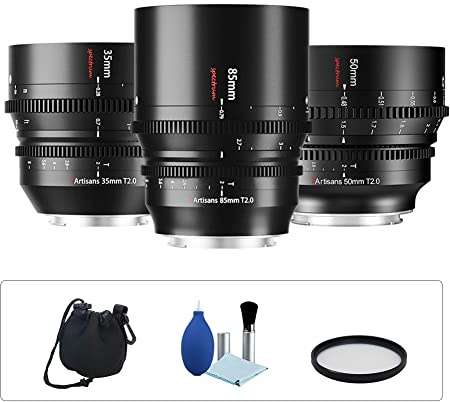 7artisans 35 mm 50 mm 85 mm T2.0 Full Frame Cine Lens Kit objectif cinématographique professionnel grande ouverture pour appareil photo Sony E Mount A6000 A6300 A6400 A7C A7SII A7MII A7MIII A7MIV A9