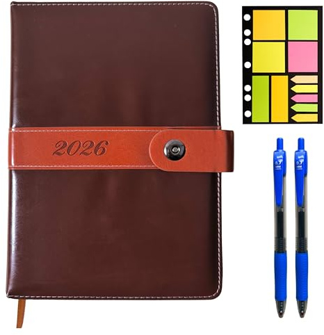 EXECUTIVE Tagebuch 2023 Tag pro Seite aus veganem Leder und Hardcover, inkl. Stift mit flüssiger Tinte und Posits, Gelbblatt für lange Notizen, Tagesplaner 365 Tage