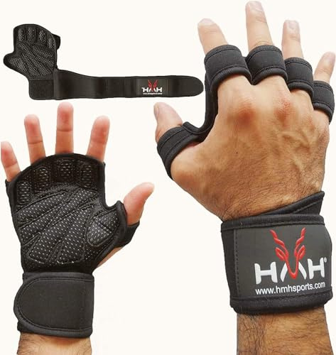 HMH Sports Gym Gloves for Men & Women - Weight Lifting Gloves with Wrist Support, Padded Palm Protection, Extra Grip - Breathable, XL