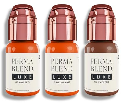 Perma Blend Luxe Warm Modifier Eyebrow Tattoo Ink Pigment Set, Professional Brow Tattoo Microblading Supplies, Orange Peel, Navel Orange and True Copper, Pack of 3, 1/2 oz (15 ml)