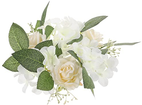 DOITOOL Kerzenkranz Aus Kunstrosen Für Hochzeit Und Party Kleiner Rosenblüten-kerzenring Geeignet Für Säulenkerzen Tischdeko Für Frühling Und Zuhause