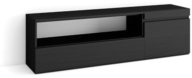 Skraut Home | TV-Schrank, Lowboard | für Wohnzimmer und Esszimmer | 150x45x35cm | Für TV-Geräte bis zu 65 | Fernsehtisch | Moderner Stil | Schwarz