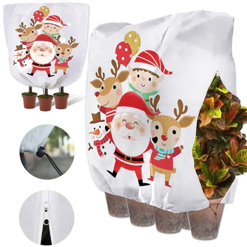 CHIKIXSON Cappuccio Protezione per Piante, 2.0 X 2.4m, Copertura Piante Inverno Antigelo, Tessuto Non Tessuto Piante con Cordoncino Chiusura Lampo, 70 g/m², Natalizia Riutilizzabile Copertura