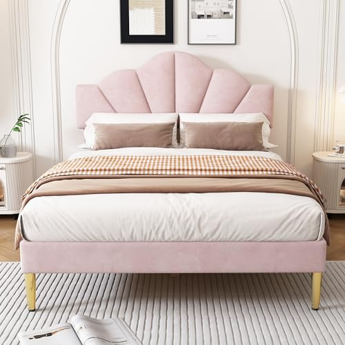 Moimhear - Letto matrimoniale imbottito, 140 x 200 cm, con rete a doghe, per adulti e ragazzi (Rosa # (140x200cm))