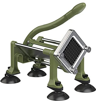 KSIFJRTO Commercial French Fry Cutter, Heavy Duty Potato Slicer with 3/8 and 1/4Inch Blade, Stainless Steel Potato ChopperFrench Fries Cutter with Suction Feet