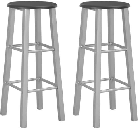 FUDUGEHMIOFWFJJ drehhocker,rollhocker mit lehne,sattelhocker mit Rollen,Barhocker 2 STK. Silbern MDFGeeignet für Wohnzimmer, Terrasse, Rezeption