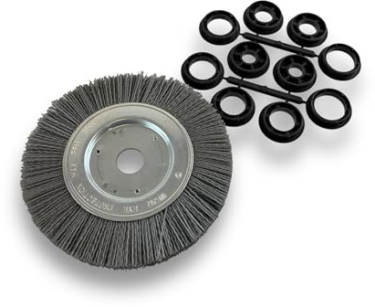 Brosse circulaire NYLON Abrasif | Ø 150 mm | Epaisseur 1 rang | Carbure de silicium Grain 120 | Alésage 20 mm + réducteur bague 16/12 mm | Touret meuleuse ponceuse | Kibros 215151KR_120