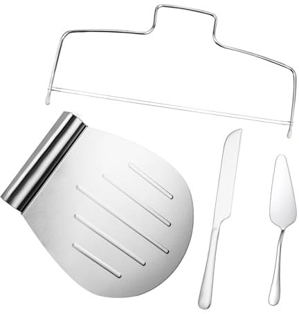 midgreyeye Kleine Tortenretter SET-4Teile Edelstahl-20cm Kleine Tortenretter Edelstahl + Tortenmesser + Tortenheber + 32.5cmTortenteiler Höhenverstellbar– Schneidet Backen Für Kuchen Desserts
