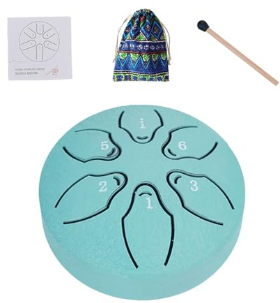 Zungentrommeln für Erwachsene, 6 Noten, 7,6 cm, kleine ätherische Trommel | für Meditation, Schlägel und Musikbuch im Lieferumfang enthalten, Handpan-Schlaginstrument für Musikliebhaber, Anfänger