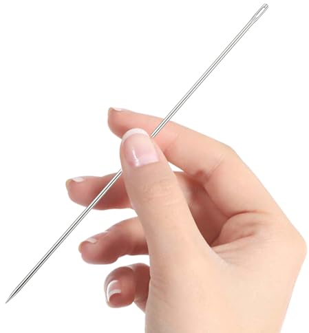 Andibro Agujas de coser de 6 pulgadas, agujas de coser con ojal grande, aguja de tapicería profesional, fácil de enhebrar, 3 mm de grosor para el hogar, tapicería de cuero, alfombra bordada, bricolaje