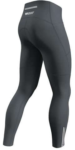 Lo.gas Fahrradhose Herren Lang Gepolstert,Radhose Radlerhose Atmungsaktive Schnelltrocknende Leggings mit 2 Seitentaschen und 1 Reißverschlusstasche Reflektorstreifen