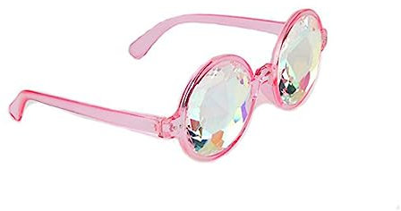 SOIMISS Kaleidoskop Brille Beugungsgläser Pink Kunststoff Glas 13X10X1cm Festival Rave Konzert Cosplay