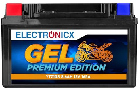 Electronicx YTZ10S GEL Motorradbatterie 12V 8,6Ah 165A – wartungsfreie, versiegelte Starterbatterie für Motorrad, Roller & Powersport – vibrationsfest, auslaufsicher, kompakt & sofort einbaufertig