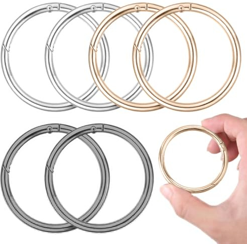 VARKAGE 6 Stück Karabiner Rund 60mm OD 50mm ID Zinklegierung Schlüsselring Karabiner Karabinerhaken Rund Karabiner Ring für Schlüsselanhänger, Tasche, Schmuck, DIY Handwerk Machen