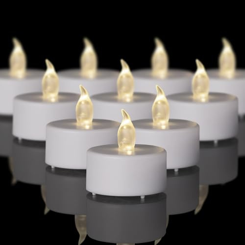 12 Stück Led Teelichter Kerzen mit Timer, Elektrische Flackernde Flammenlose Batteriebetrieben Kerzenlampe Warmweiß,6h ein/18h aus,Hochzeiten,Partys,Festival,Wohndekoration,Keine Fernbedienung