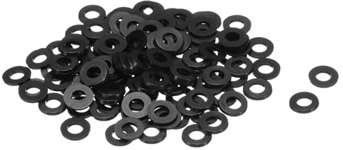 QUARKZMAN 120 Stk M4 Nylon Flachdichtungen 4mm ID 8mm OD 1mm Dick, Schwarz | Unterlegscheiben Kunststoff-Blatt-Dichtung Befestigungselement Dichtungsabstandshalter Dichtungsring