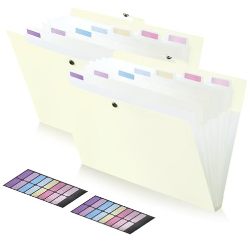 FRETONBA Fächermappe A4 mit 8 Fächer, Dokumentenmappe 2 Stück, Gelb