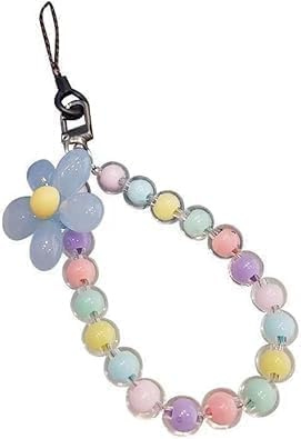 Mobile Phone Strap Beaded Flower Bracelet Creative Hanging Rope Keychain Mobile Phone Lanyard Beaded Flower Anti-Lost Phones Case Lanyard Girl Women's Wrist Strap Phones Charms,Cell Phone Charms,Décor