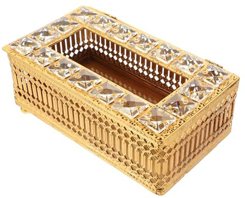 WESIEVYA Scatola Titolare D'oro Arredamento Viaggio Chiaro Portabicchieri Per Auto Cestino Tazza Cubo Copertina Conchiglia Tessuto Distributore Cavo Portatovagliolo Coperture Lega Golden