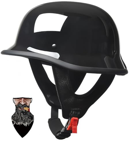HALYING Casco Moto Vintage Scodella ABS Certificato ECE - Casco Semi Aperto, Fibbia Sgancio Rapido e Fodera Traspirante - Casco per Moto, Scooter e Chopper per Uomo e Donna